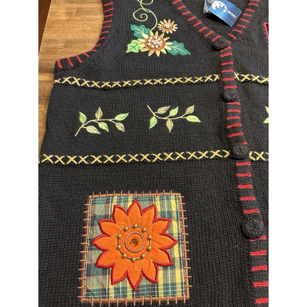 Holiday Editions Fall Autumn Embroidered Cardigan Sweater NWT Sz XL - Picture 8 of 10